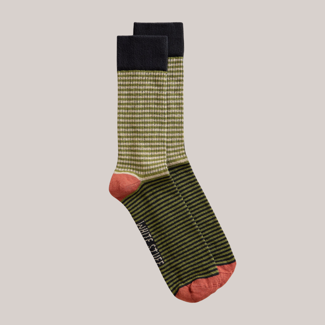 Ribbed Ankle Socks - Green Multi