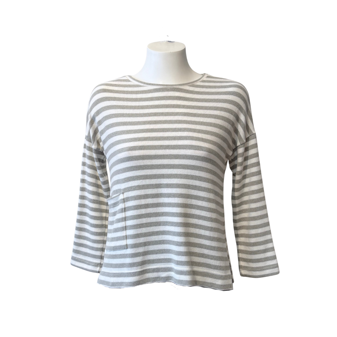 Striped sweater on a mannequin against a white background