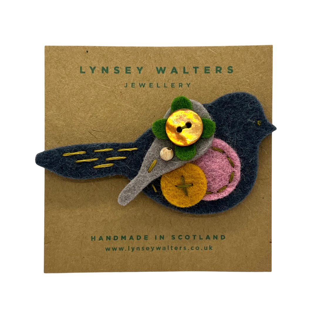 Pigeon Brooch - Slate