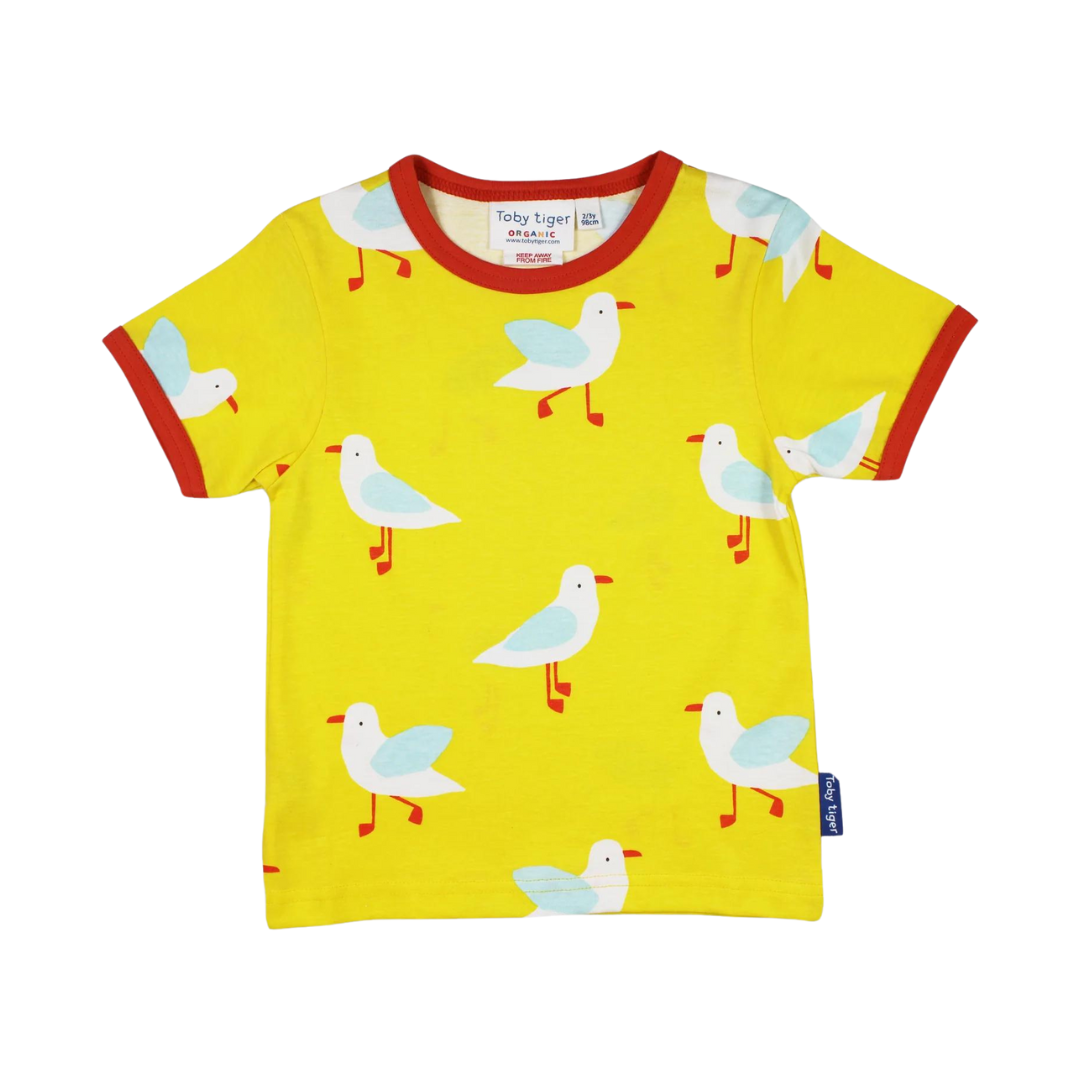 Organic Yellow Seagull Print T-shirt