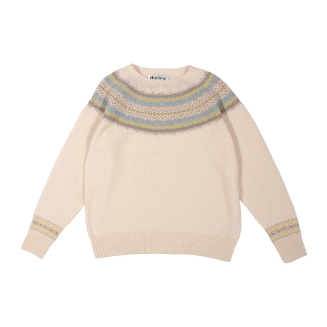 Geometric Fairisle Yoke Jumper -  Chalk