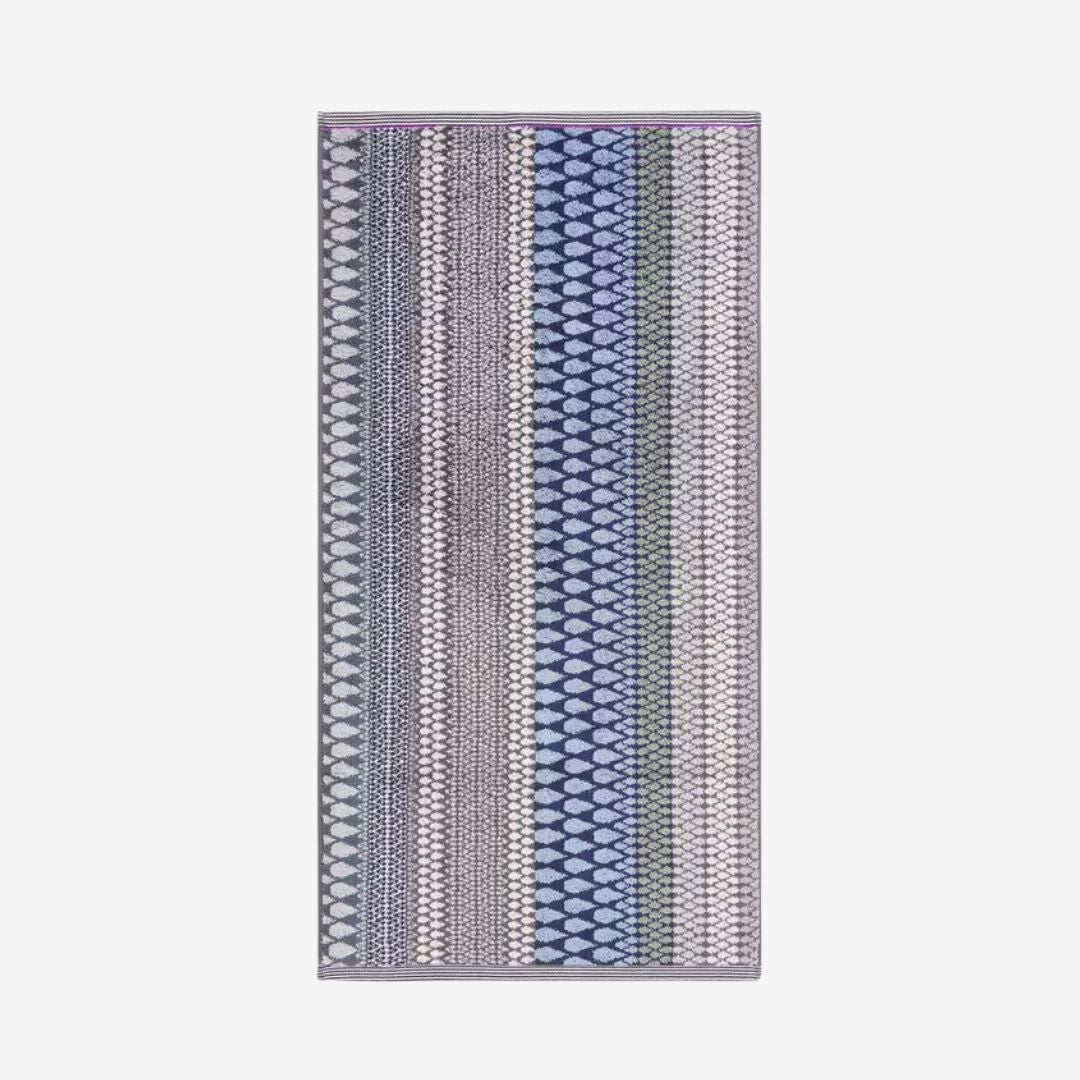 Cotton Bath Towel - Kensal - Blue, Indigo and Sage
