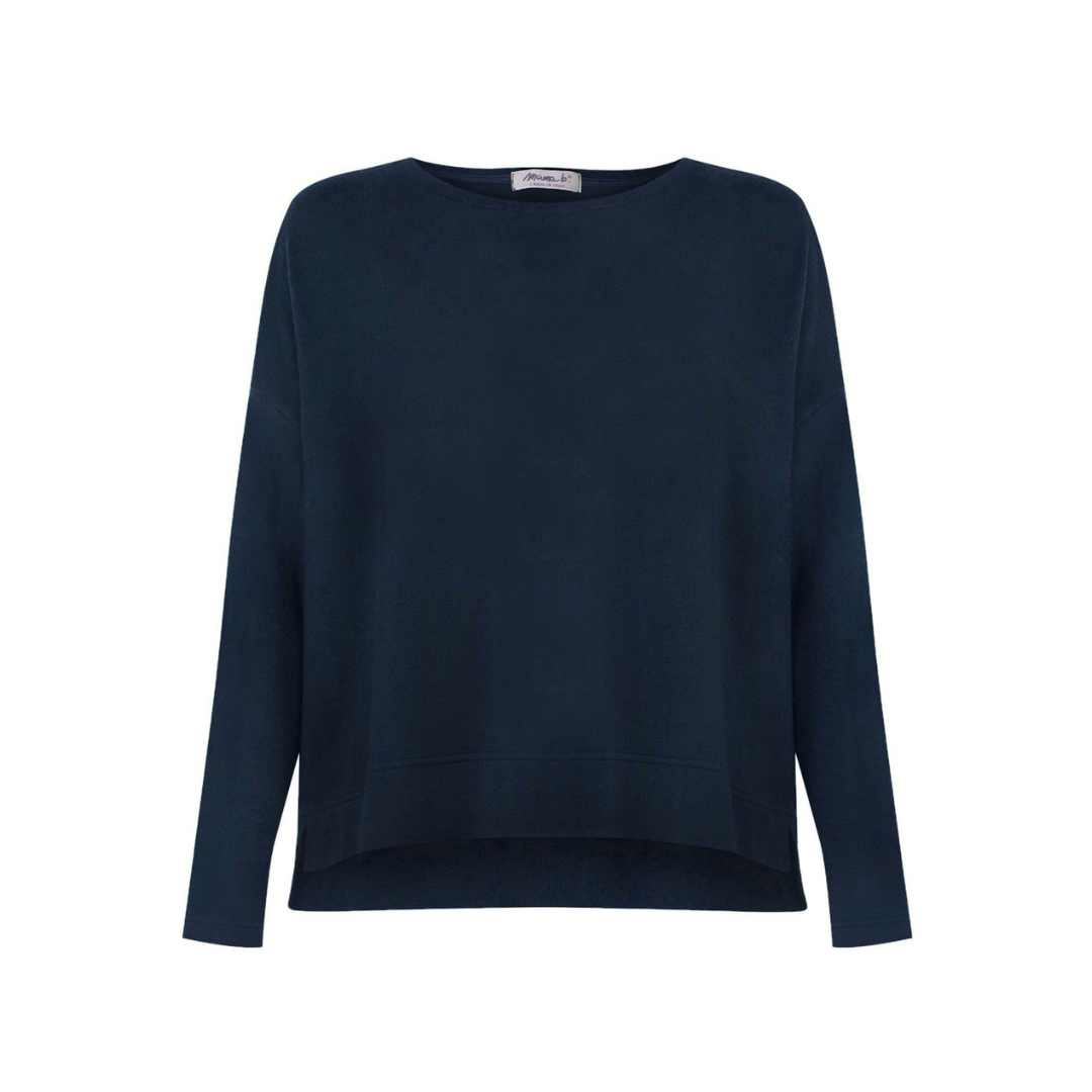 Navy blue sweater on a white background