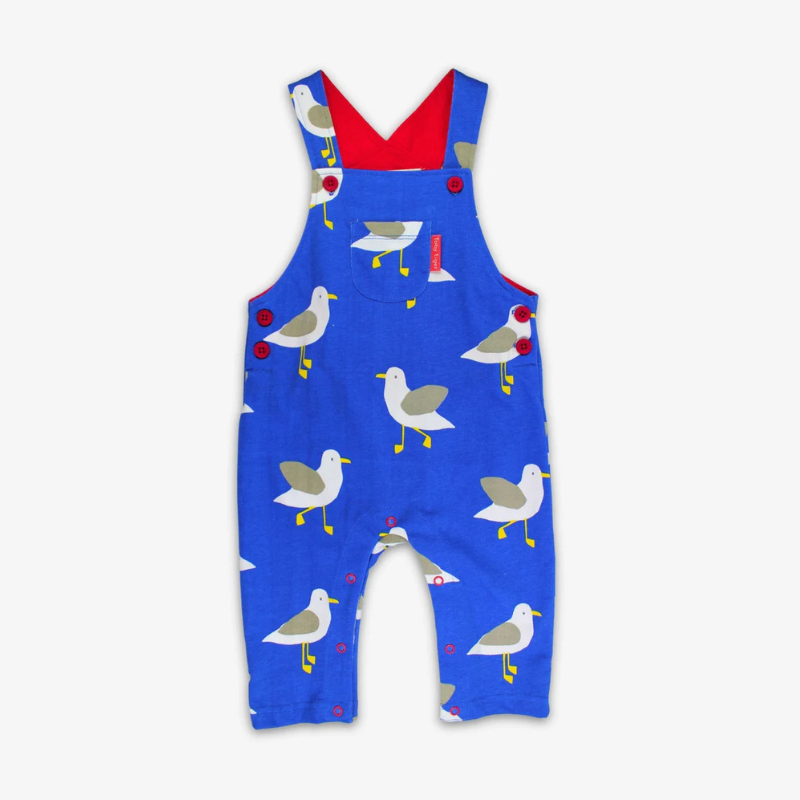 Seagull Harbour Print Dungarees - Blue
