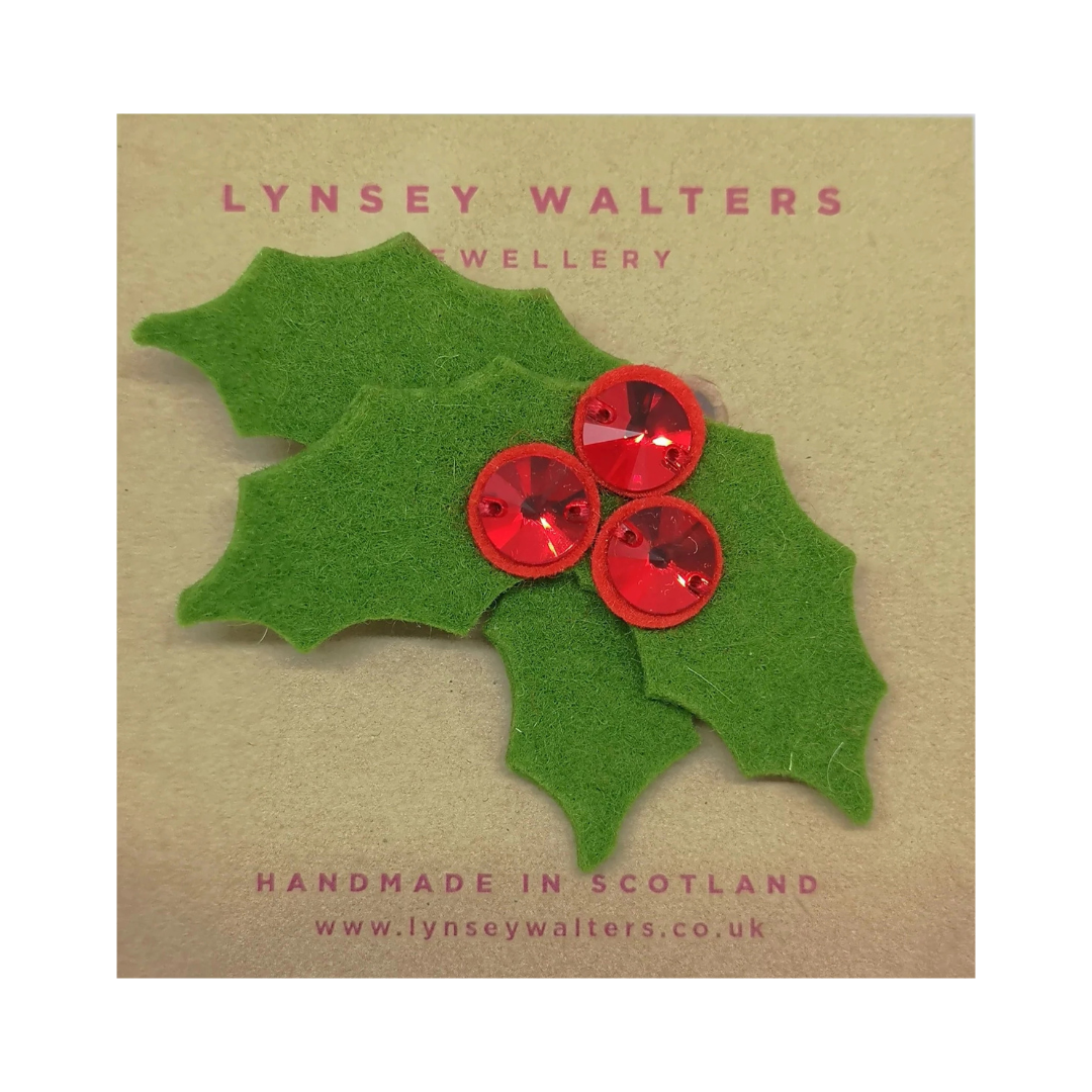 Sparkly Holly Brooch