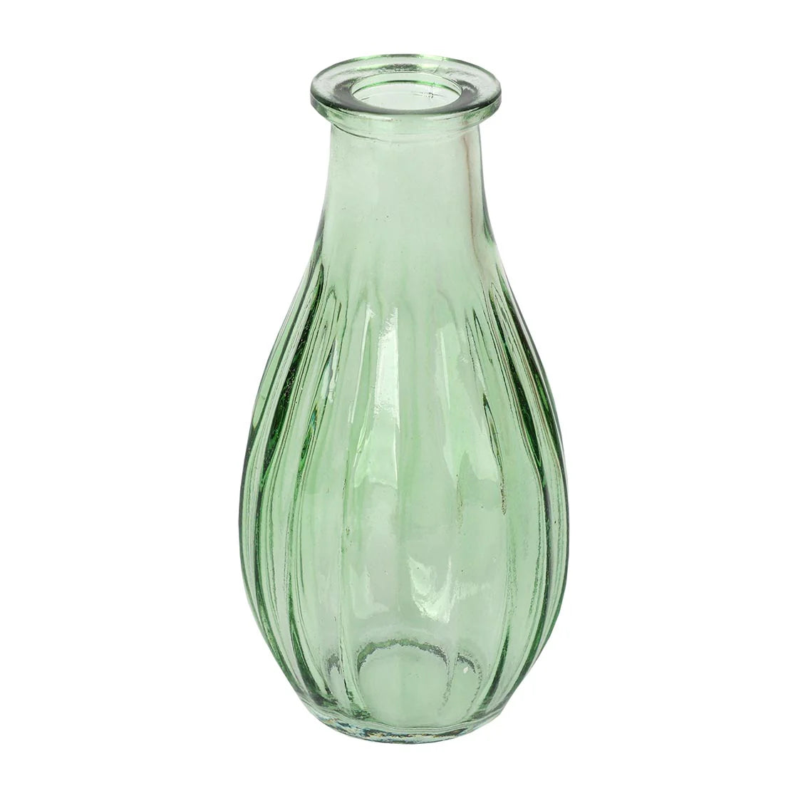 Glass Bud Vase - Boho - Green - 14cm