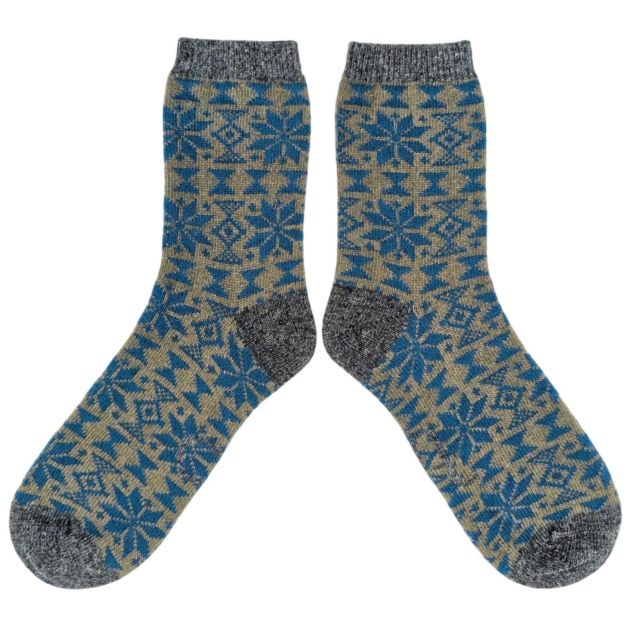 Women's Fairisle Lambswool Ankle Socks - Teal/Mint