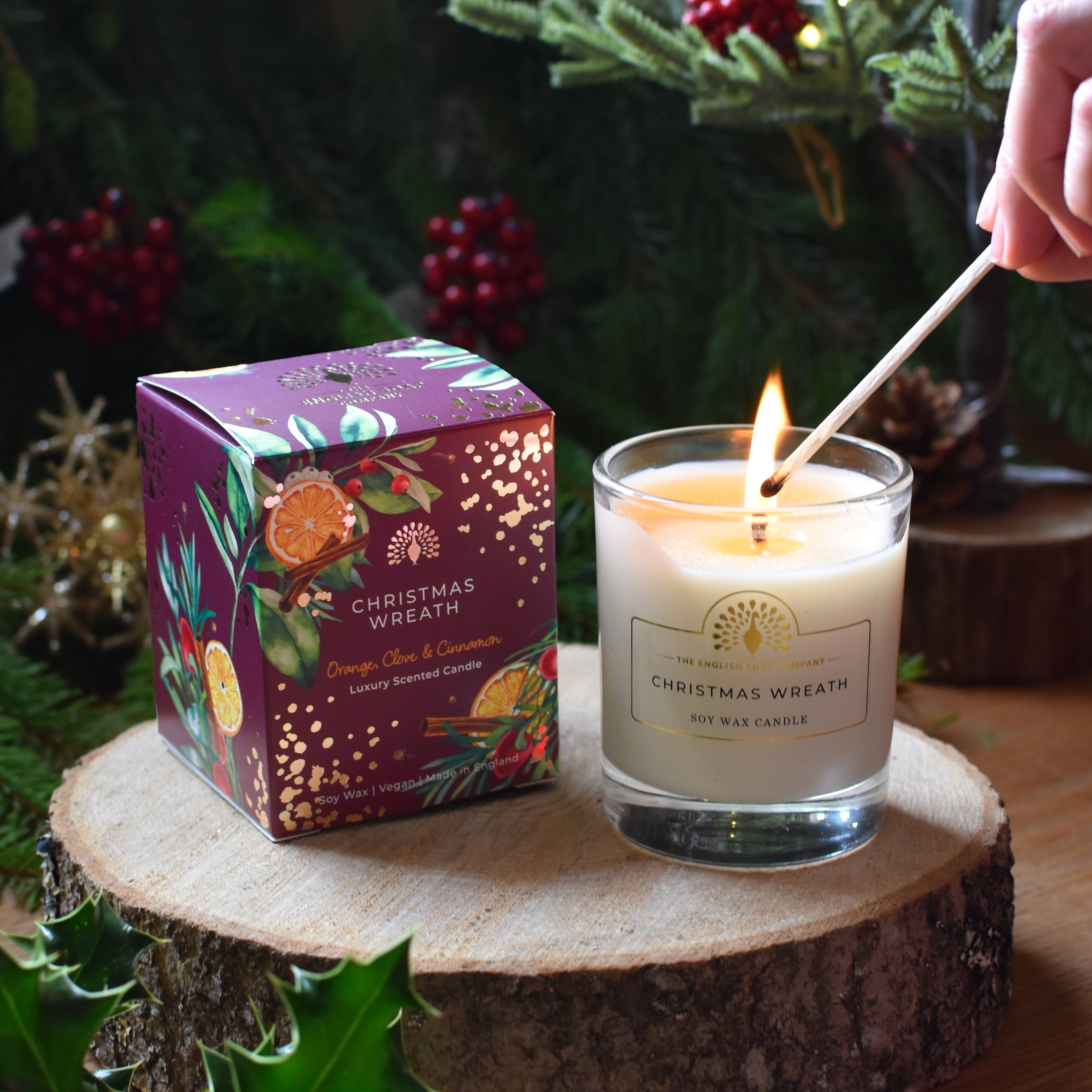 Christmas Wreath Candle - Orange, Clove & Cinnamon