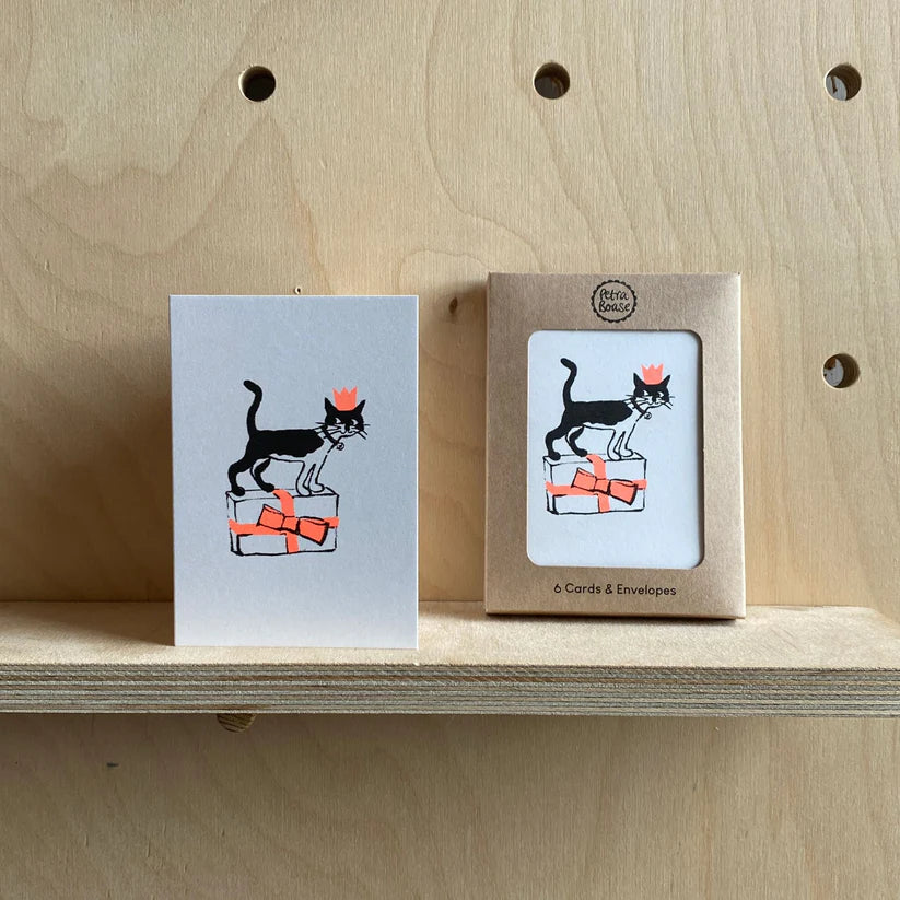 Pack of 6 Christmas Mini Card - Cat