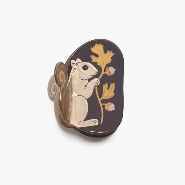 Oak Acorn Squirrel Hair Claw Clip