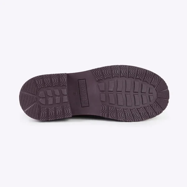 Purple women's shoe sole with textured tread and Perry Ellis branding.