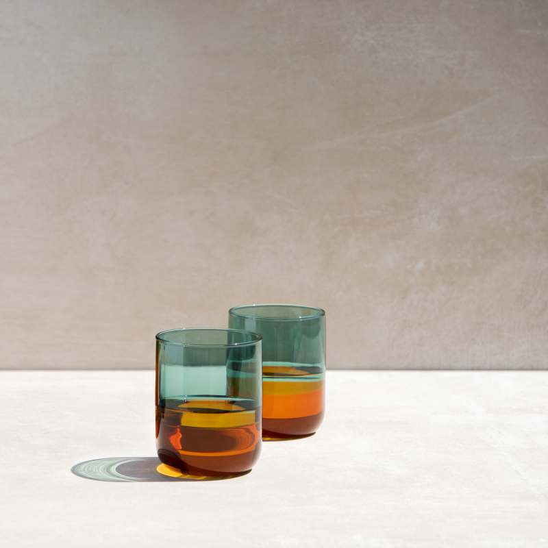 Set of 2 Drinking Glasses - Amber