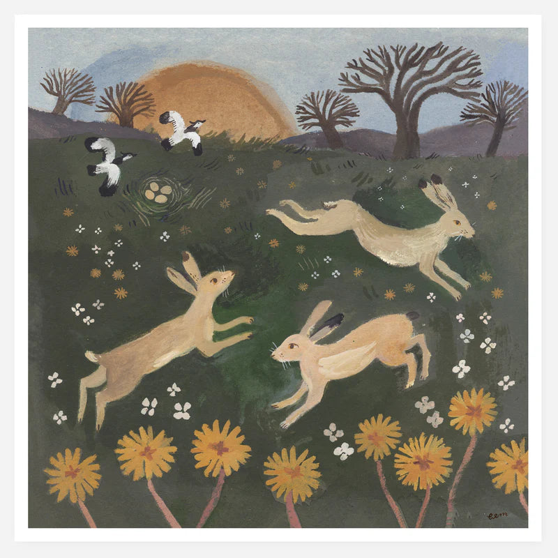 Greeting Card - Hare and Lapwings