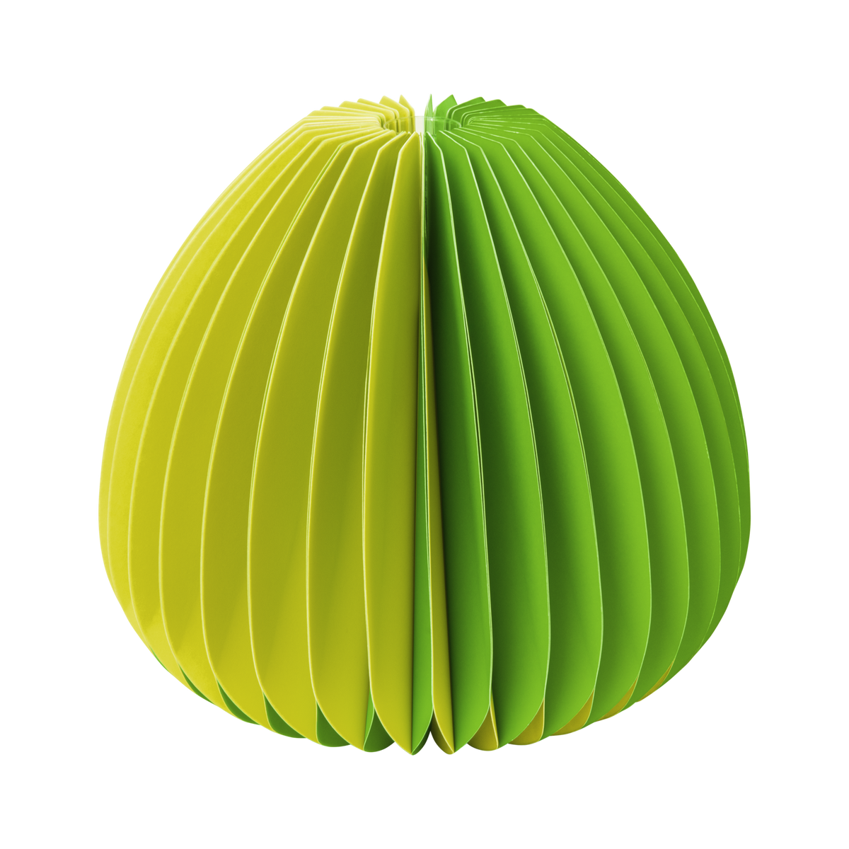 Green and yellow paper lantern on a white background