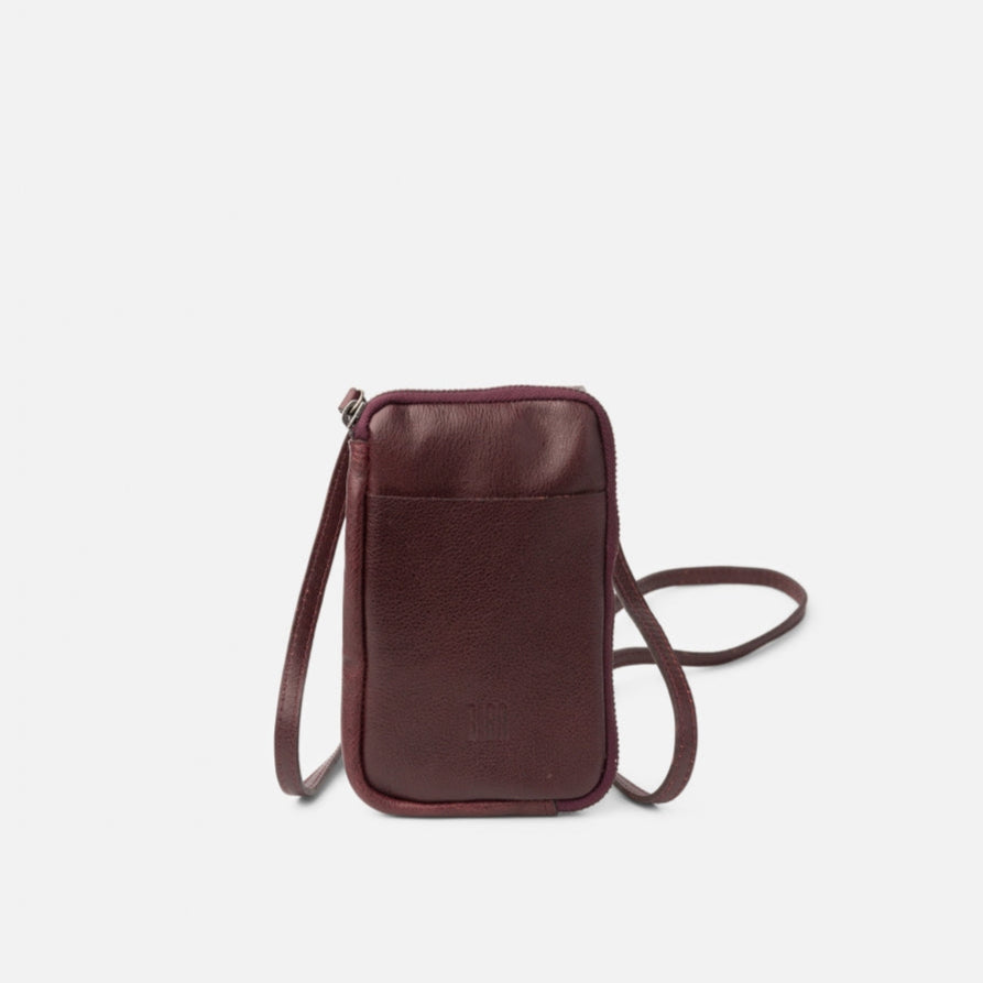 Leather Phone Bag - Burgundy