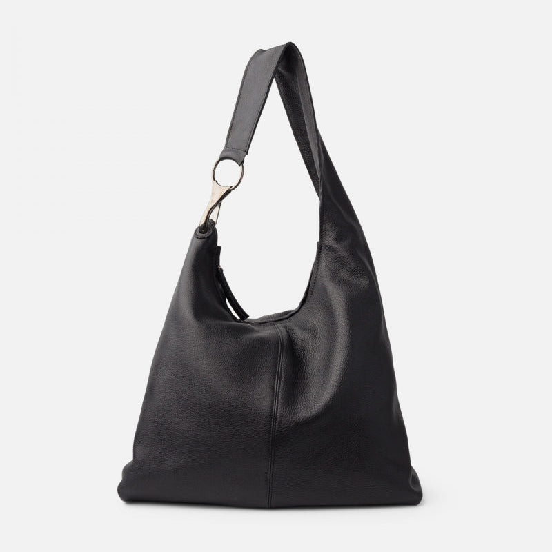 Jackpot Leather Shoulder Bag - Black