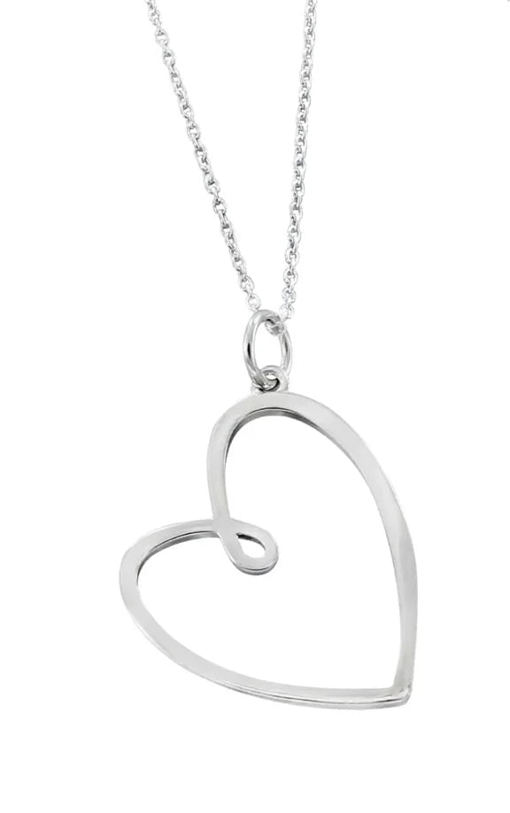Two heart-shaped pendants, one silver and one gold, on white backgrounds.