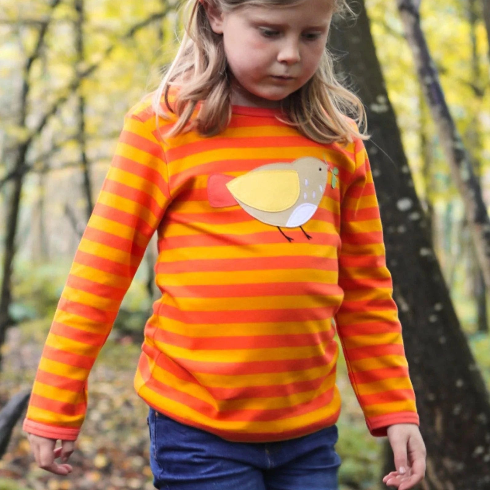 Organic Sparrow Applique Long-Sleeved T-Shirt