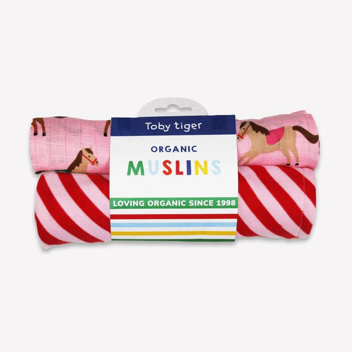 Muslin 2-Pack - Pink Horse & Pony Print