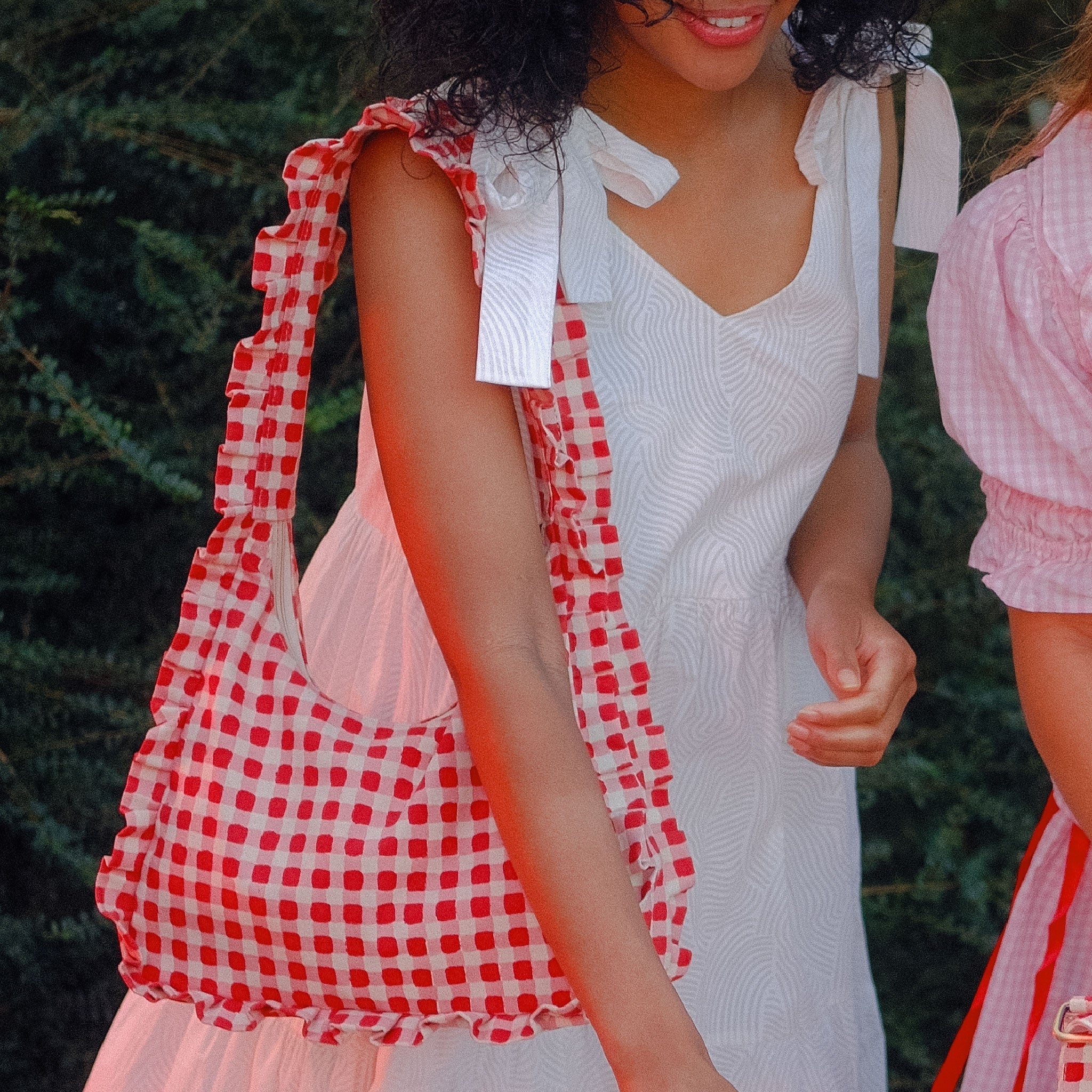 Momo Shoulder Bag- Tomato Gingham