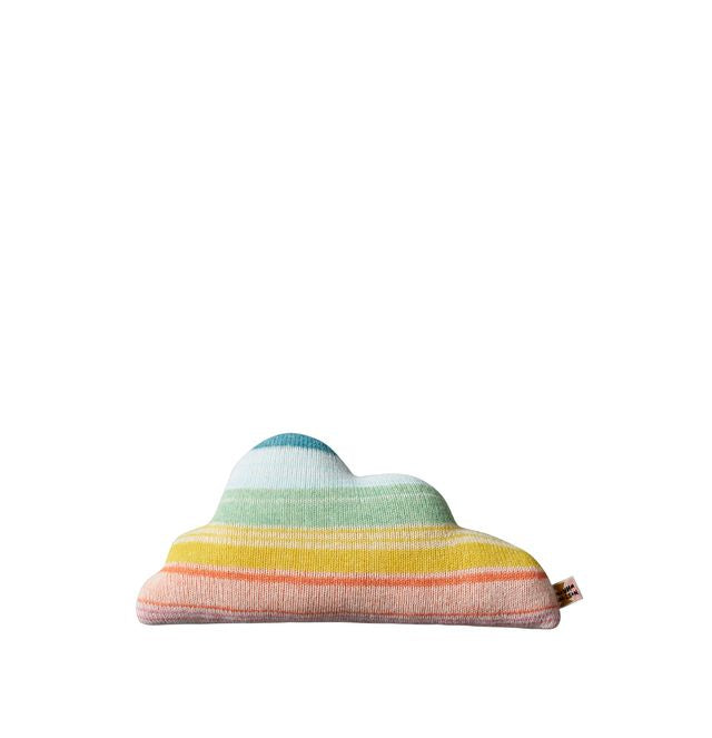 Colorful cloud-shaped cushion on a white background