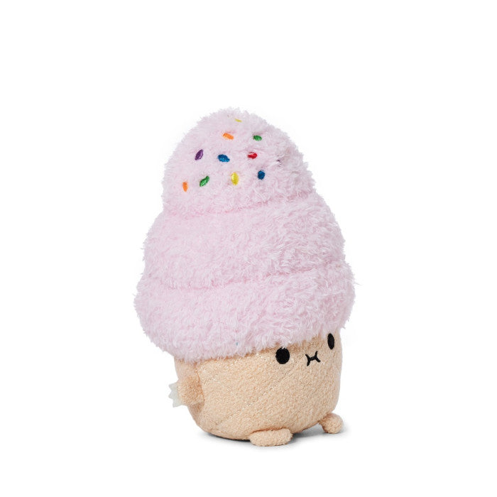 Plush toy resembling a cotton candy ice cream cone on a white background