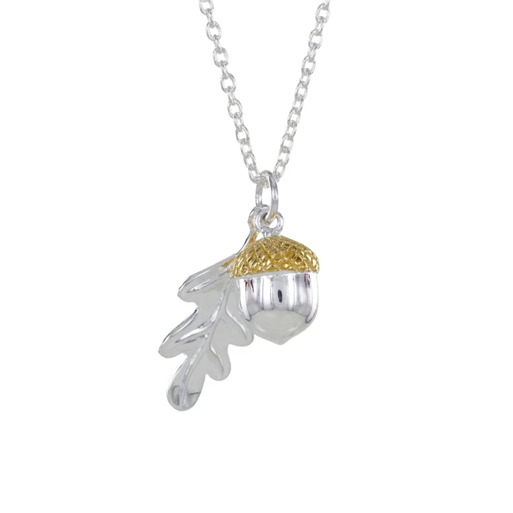 Oak Leaf and Acorn Necklace - Silver and Gold Plated