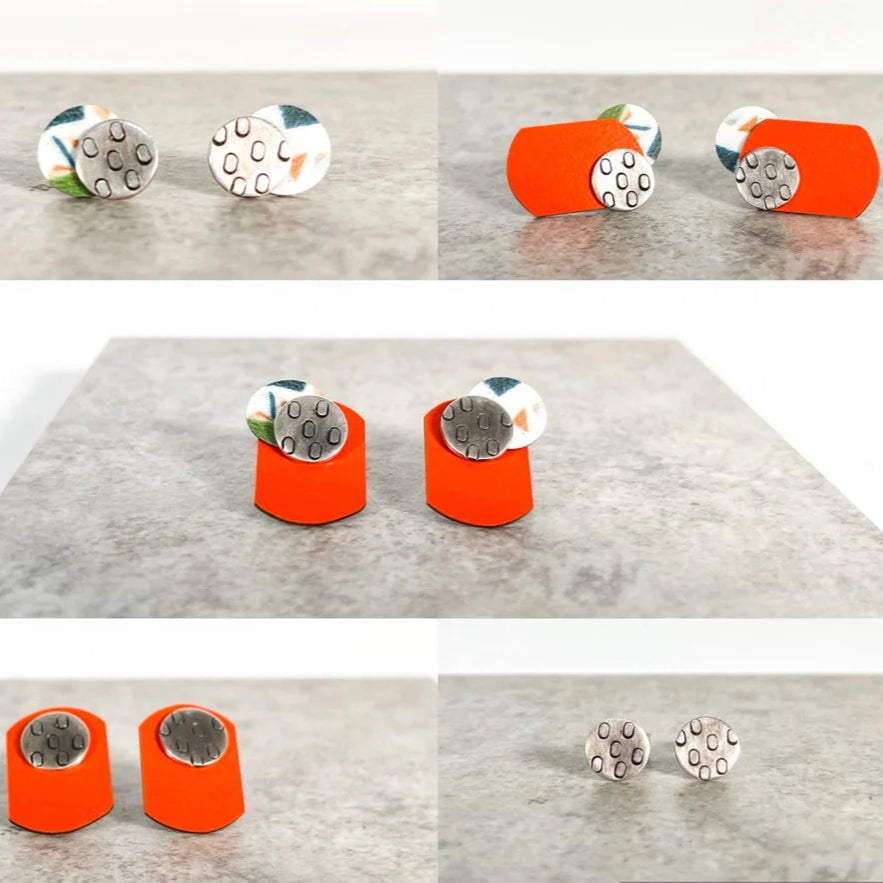 Interchangeable Earring Set - Orange and Terrazzo