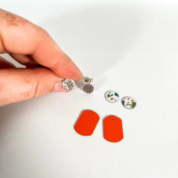Interchangeable Earring Set - Orange and Terrazzo