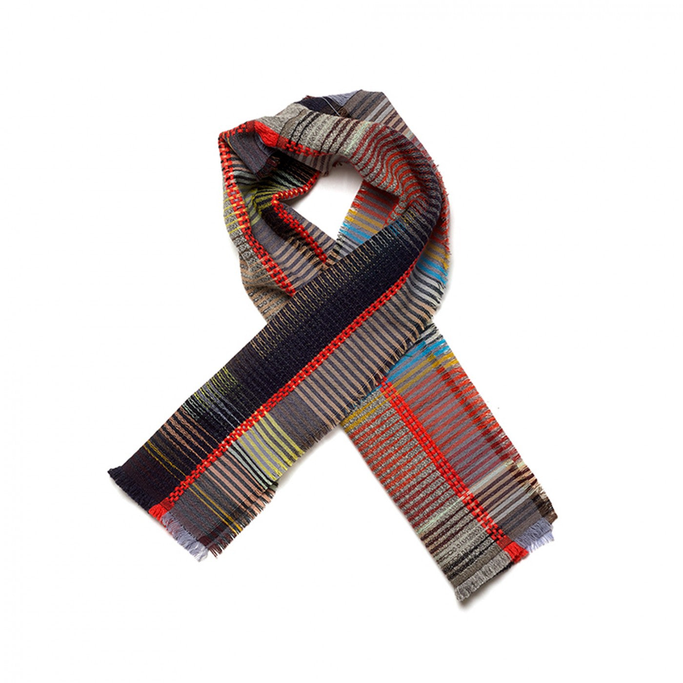 Multicolored plaid scarf on a white background