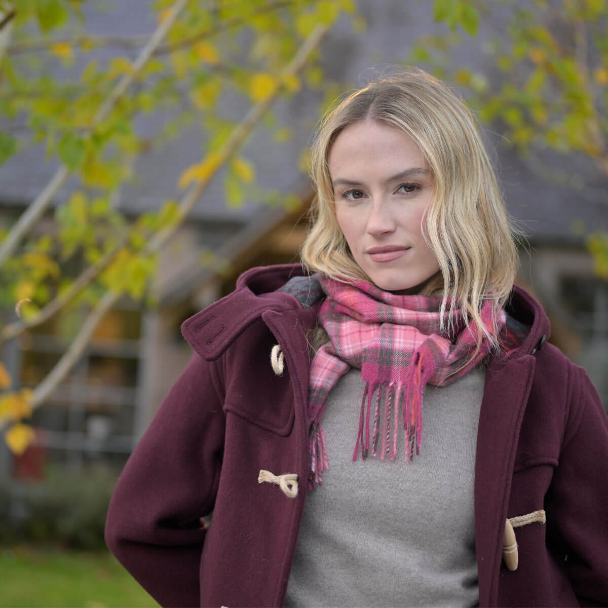 Beau Luxury Cashmere Scarf - Lochcarron Hunting Rose