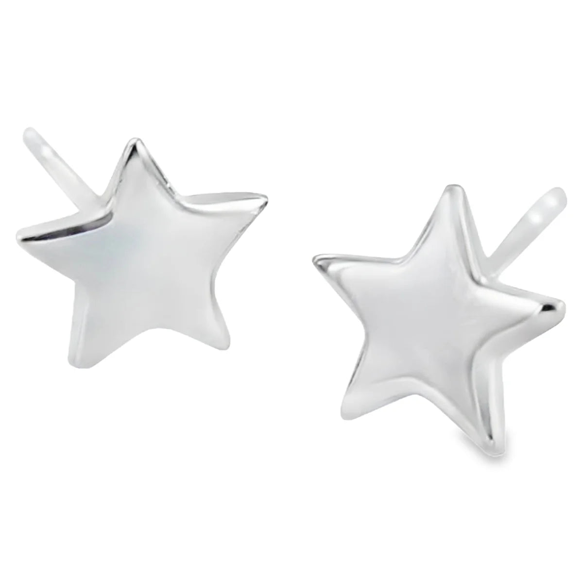 Star-shaped silver earrings on a white background