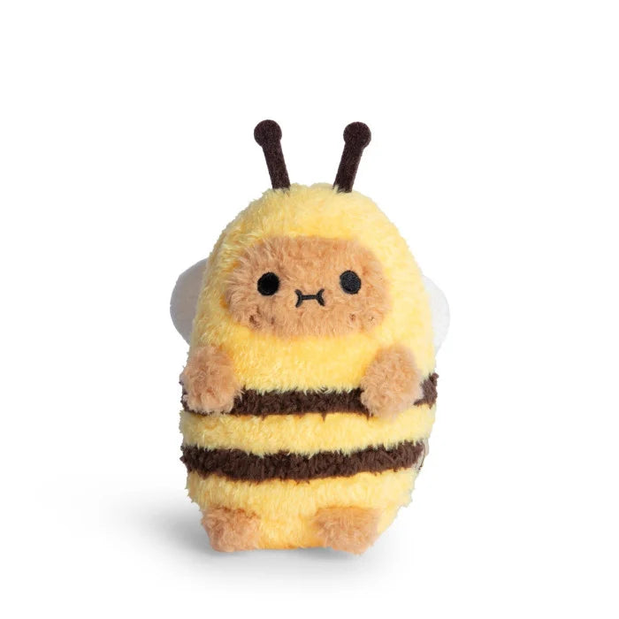 Plush toy bee with a white background