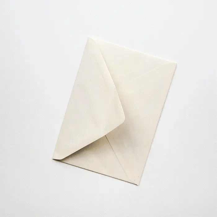Off-white envelope, closed, viewed from above.