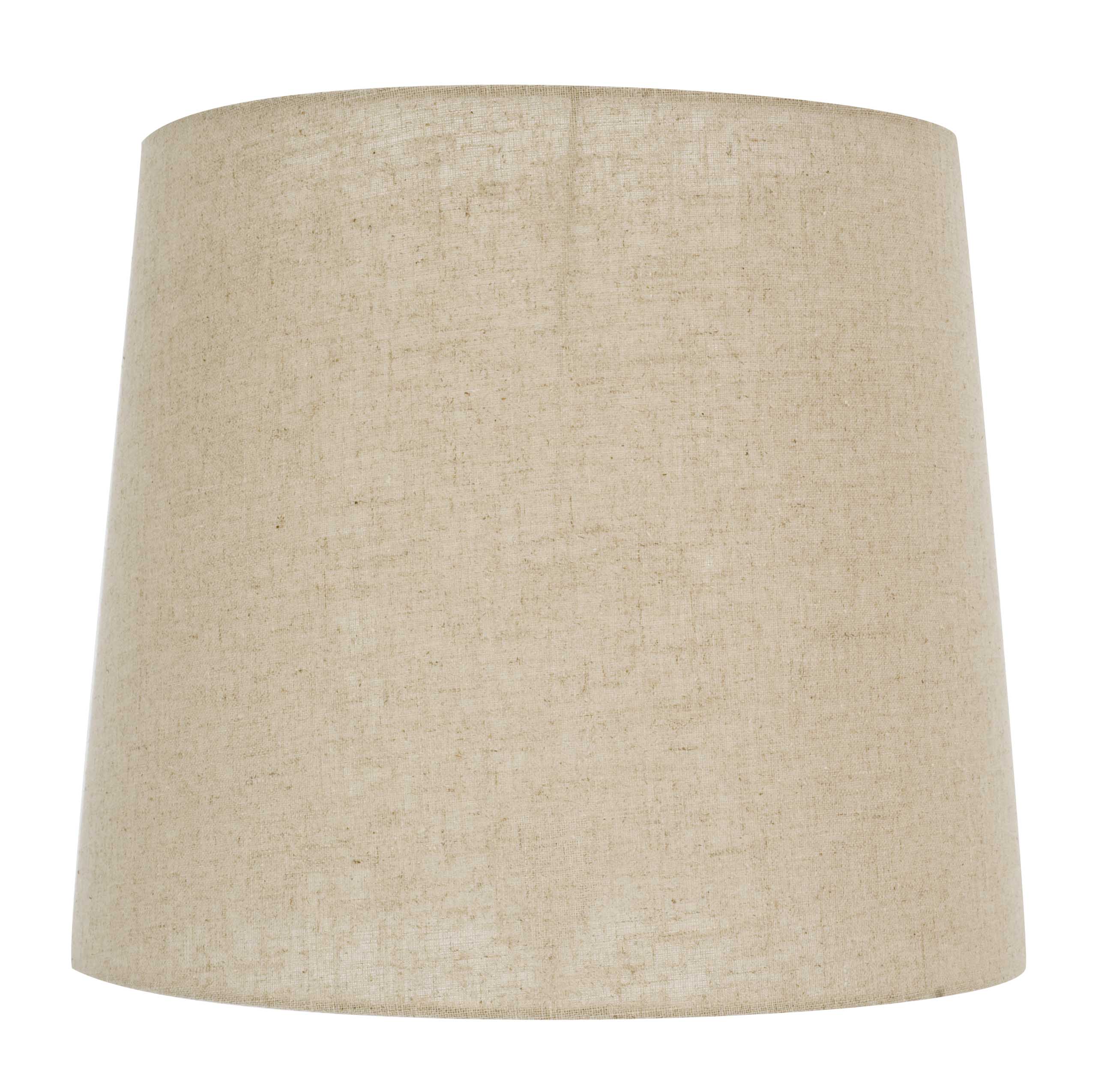 Light beige cylindrical lampshade made of textured fabric.