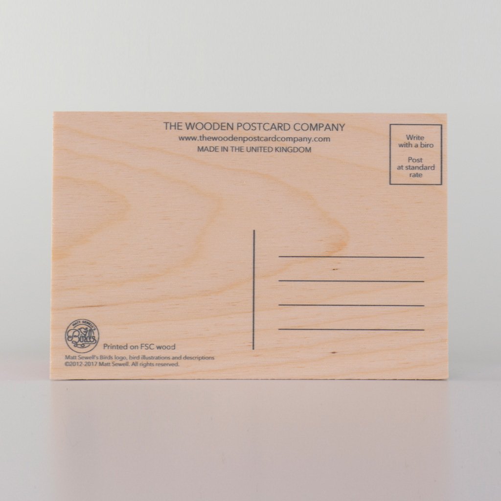 Wooden postcard with address lines and company information printed on the back.  Made in the UK from FSC wood.