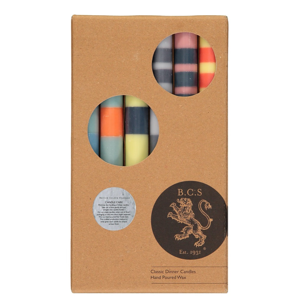 Eco Dinner Candle Set of 6 - 3 Striped Mixed