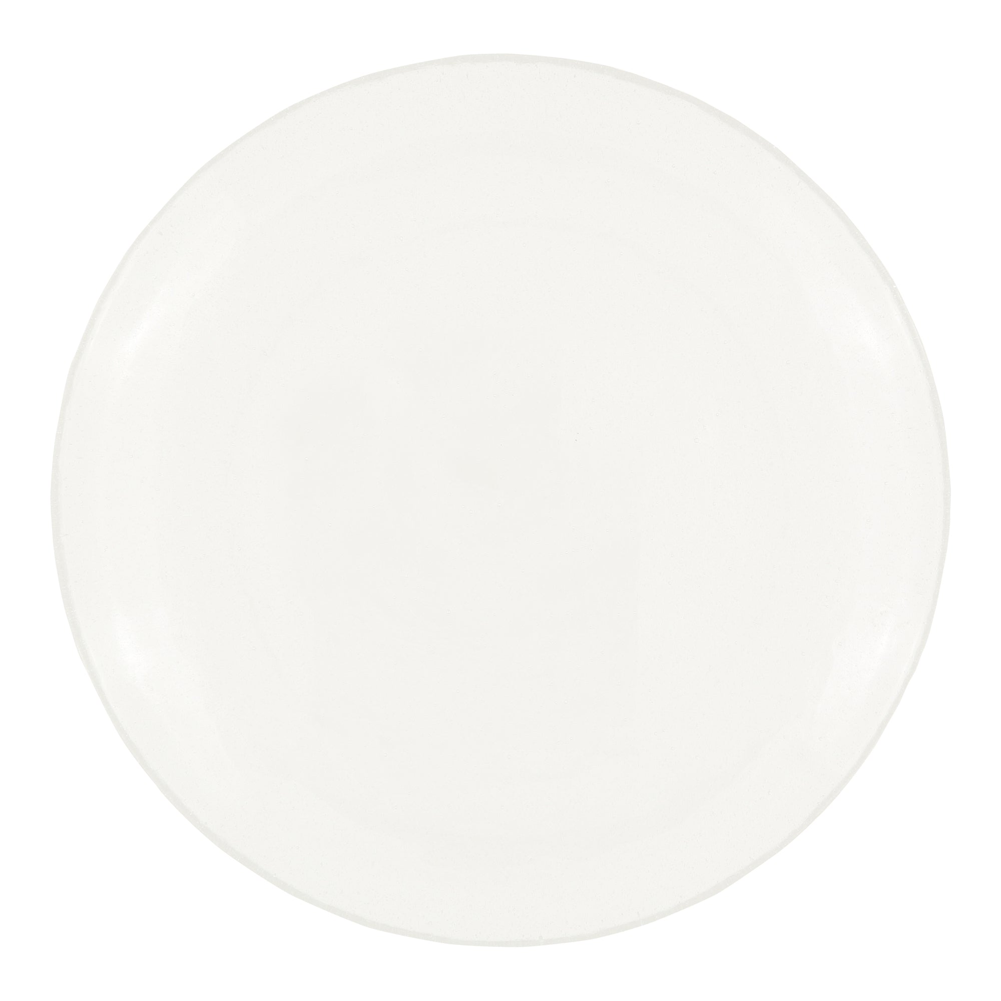 Off-white round plate with a slightly textured surface.
