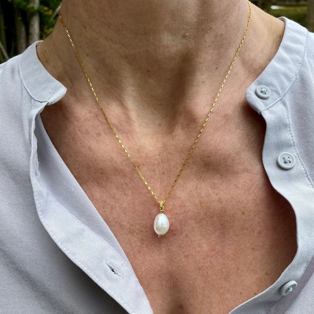 Pearl Drop Necklace - 18ct Gold Vermeil