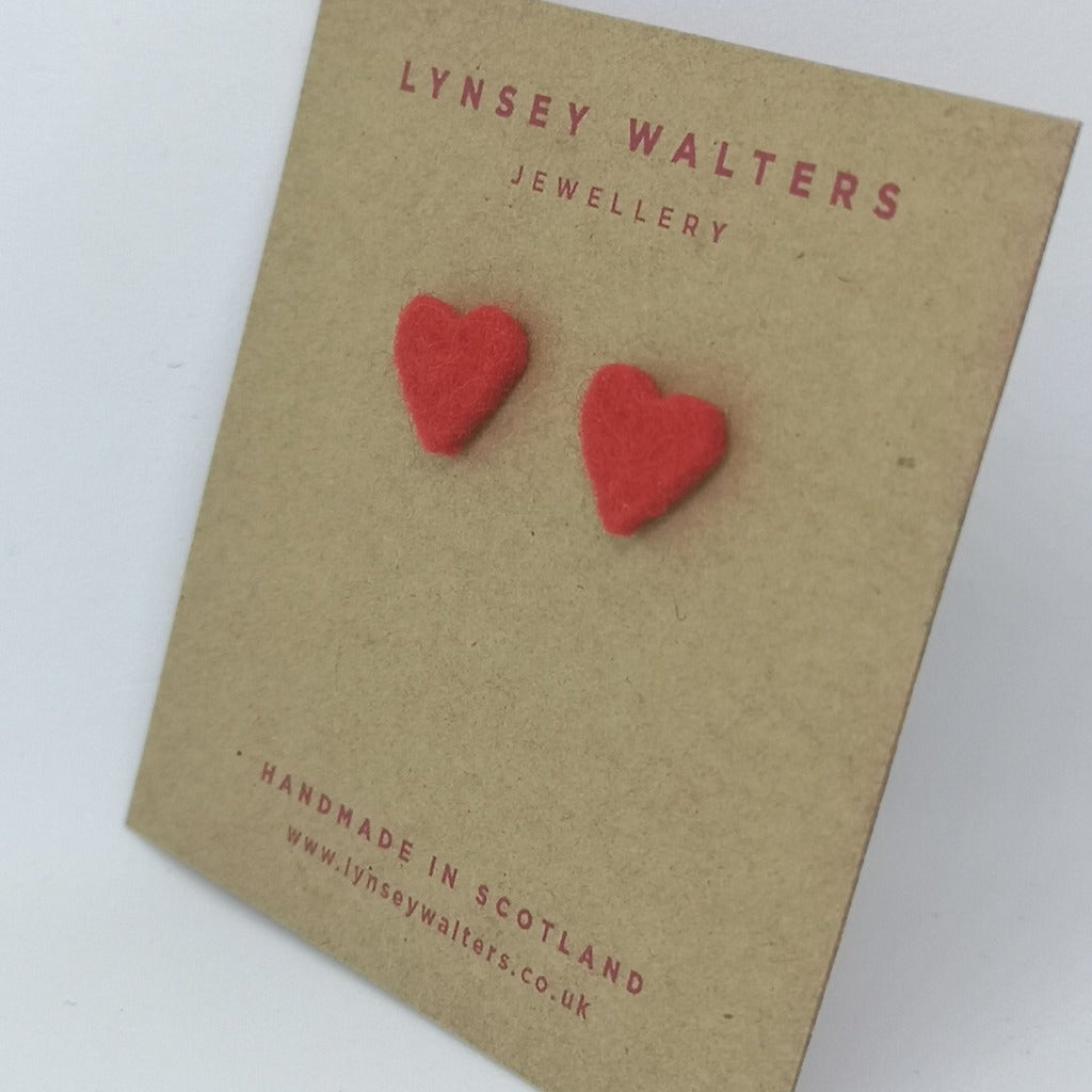 Tiny Heart Studs - Red