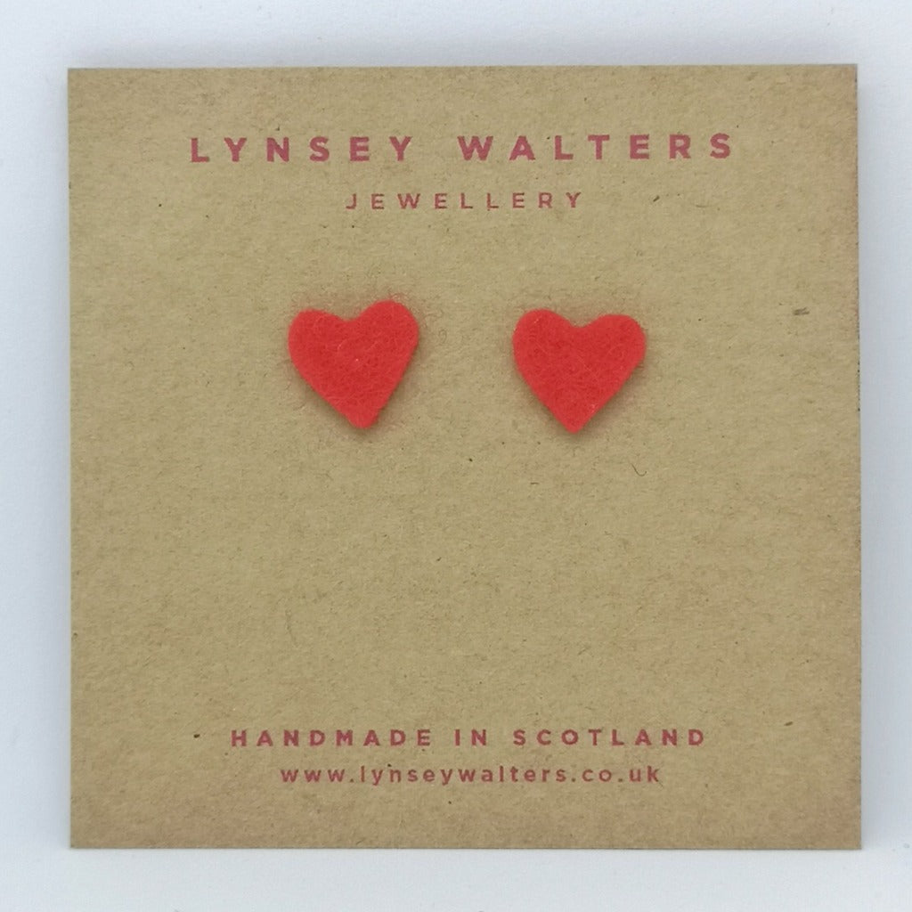 Tiny Heart Studs - Red