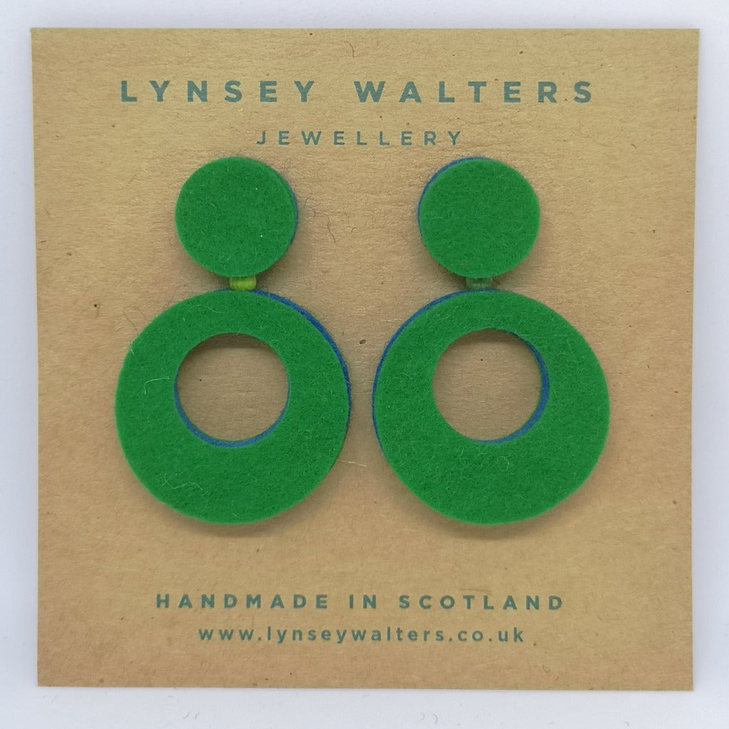 Retro Hoop Earrings - Emerald