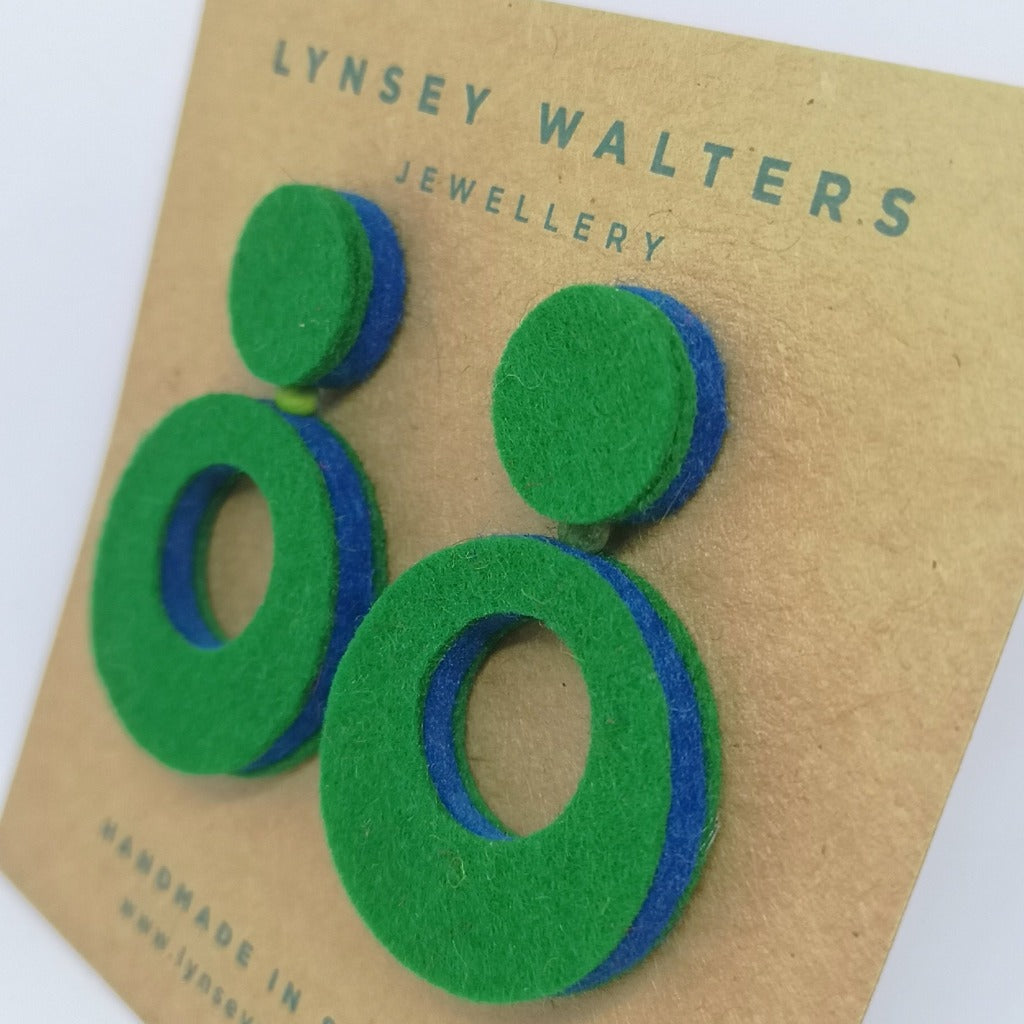 Retro Hoop Earrings - Emerald