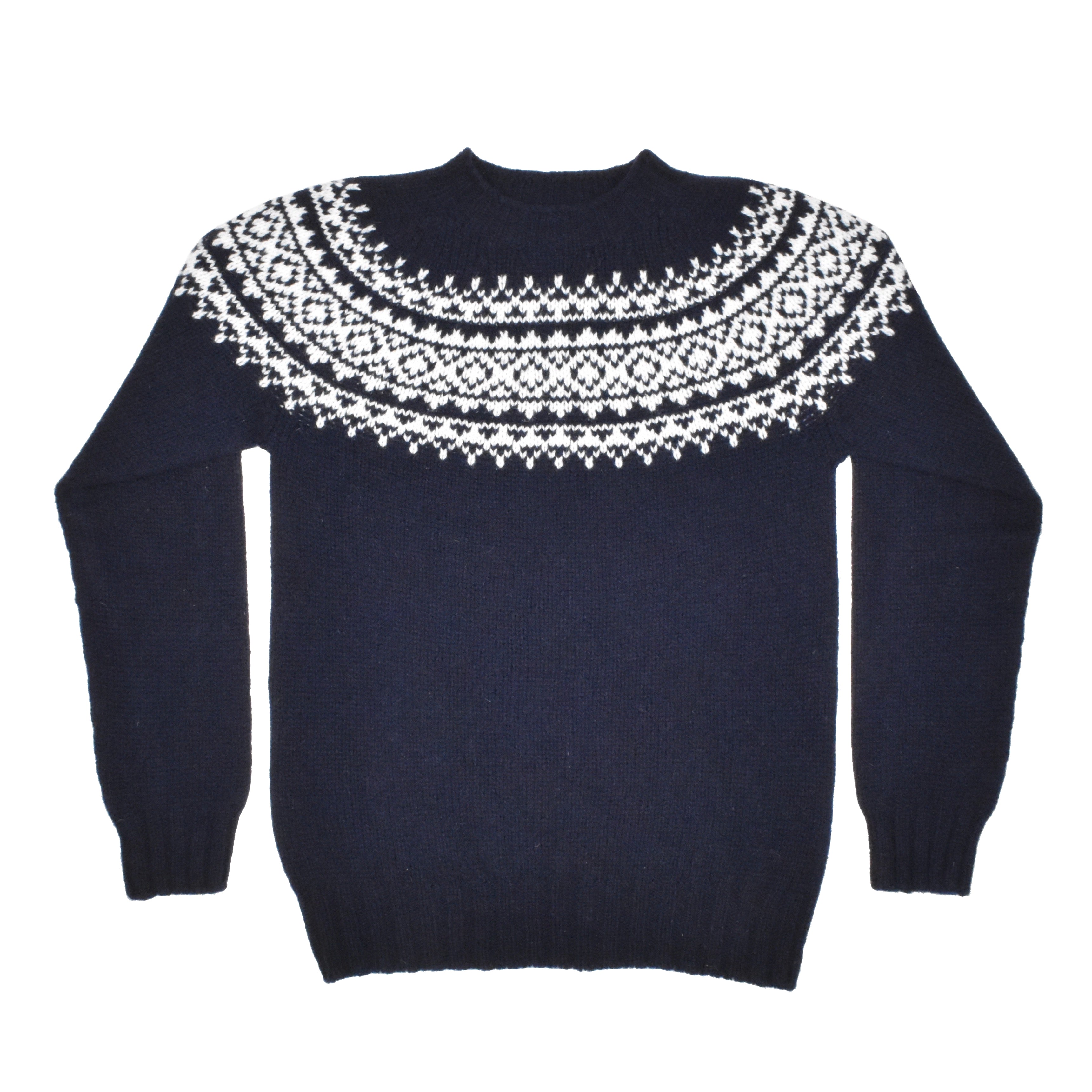 Men's Fairisle Jumper - Navy and Snow White