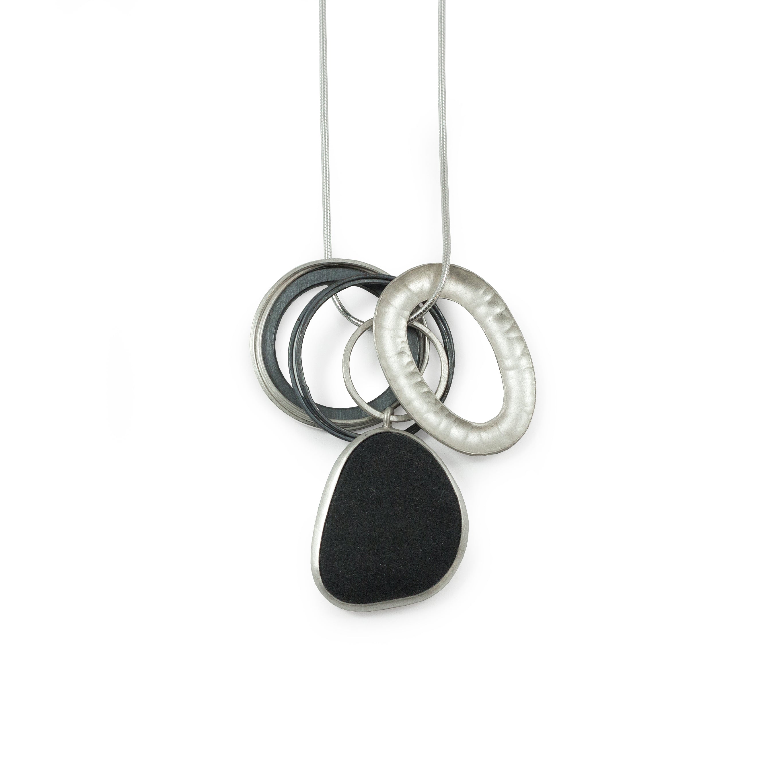 Pebble Pendant With Ridged Hoop