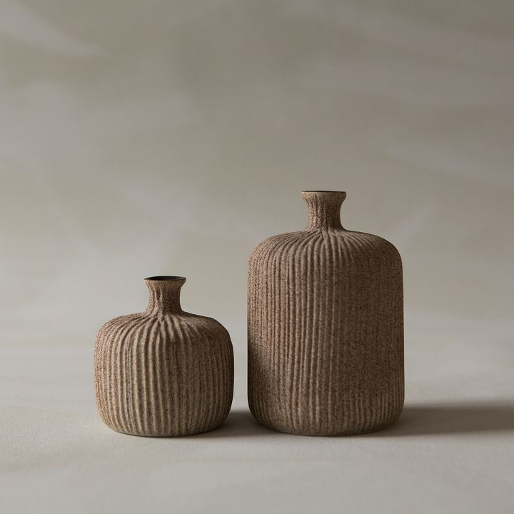 Bottle Vase - Medium in Sand Medium Stripe