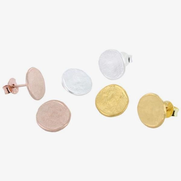 Penny Stud Earrings 18ct Gold Plated Silver